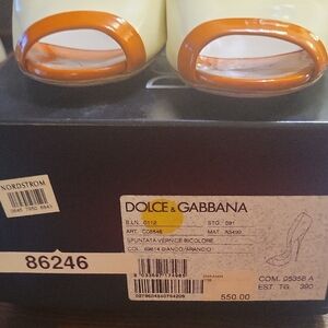 Dolce & Gabbana Bicolor Peep Toe Heels in Orange and White